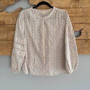 Women’s ANA Boho Floral White Blouse Top, Size M